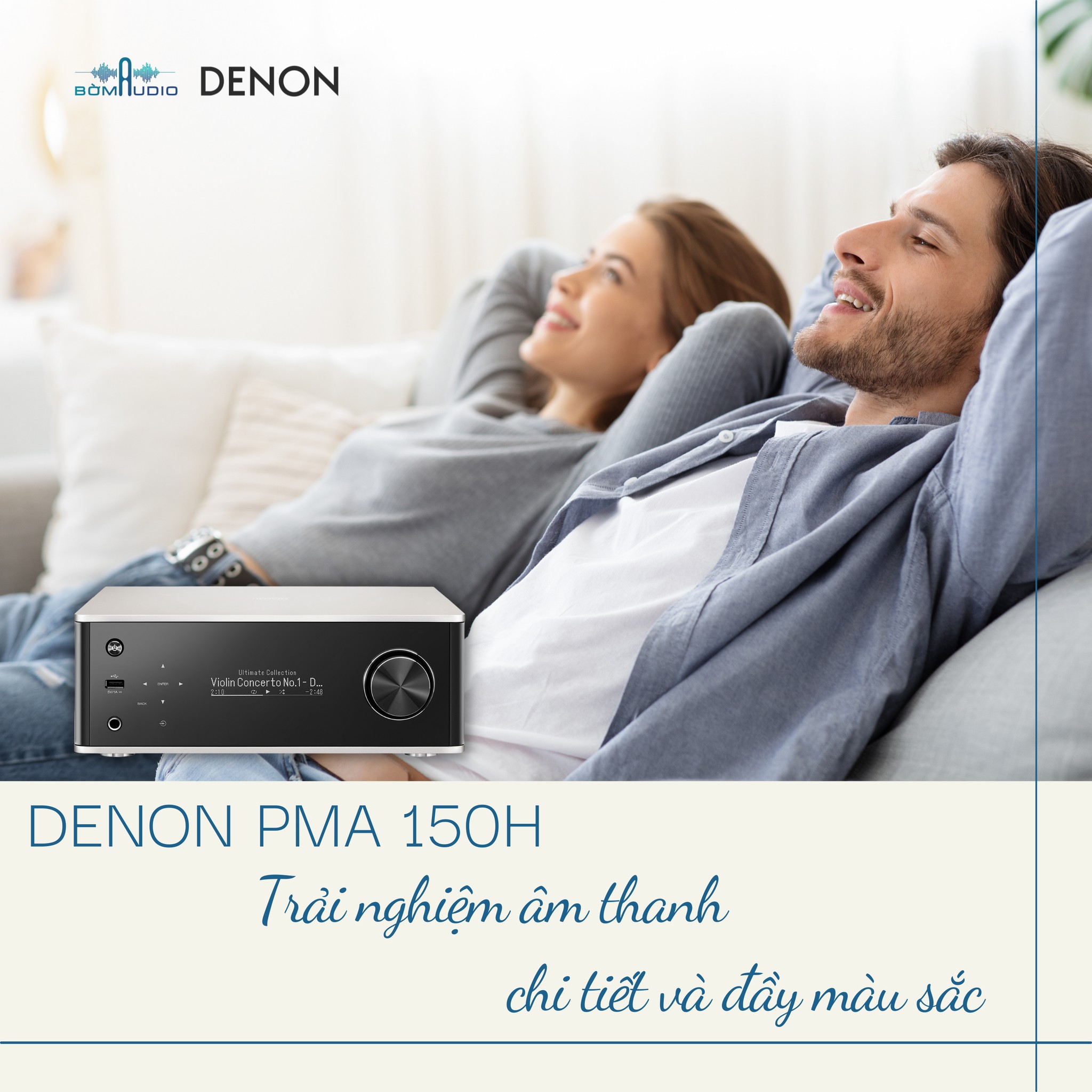 DENON PMA-150H | Ampli Nghe Nhạc Số Đỉnh Cao - Chuẩn HI-RES_70W/Kênh - DAC 32bit/384kHz - Mạch Class D _ Công Nghệ DDFA - Tích Hợp WIFI/Bluetooth/Airplay - Nghe Nhạc Đa Phòng HEOS + Trợ Lý Ảo - Stream Nhạc Số: Spotify, TIDAL | Hàng Chính Hãng _ Mới 100%