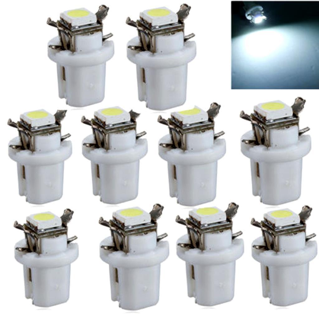 10x B8.5 T5 5050 1SMD  White Car Dashboard  Gauge Cluster LED Light