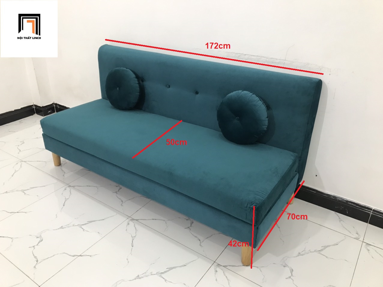 Bộ bàn ghế sofa băng KT 1m72 vải nhung nhiều lựa chọn