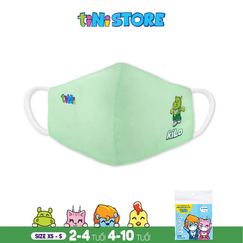 Khẩu trang vải sợi tre kháng khuẩn 3 lớp_size XS (2-4 tuổi)_Pack 1_màu Mint green