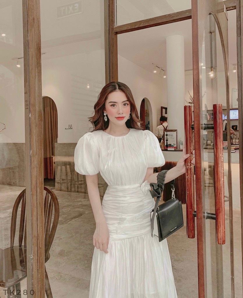 ĐẦM TAY BỒNG CỔ TRÒN VOAN BÓNG KIẾNG 73857790