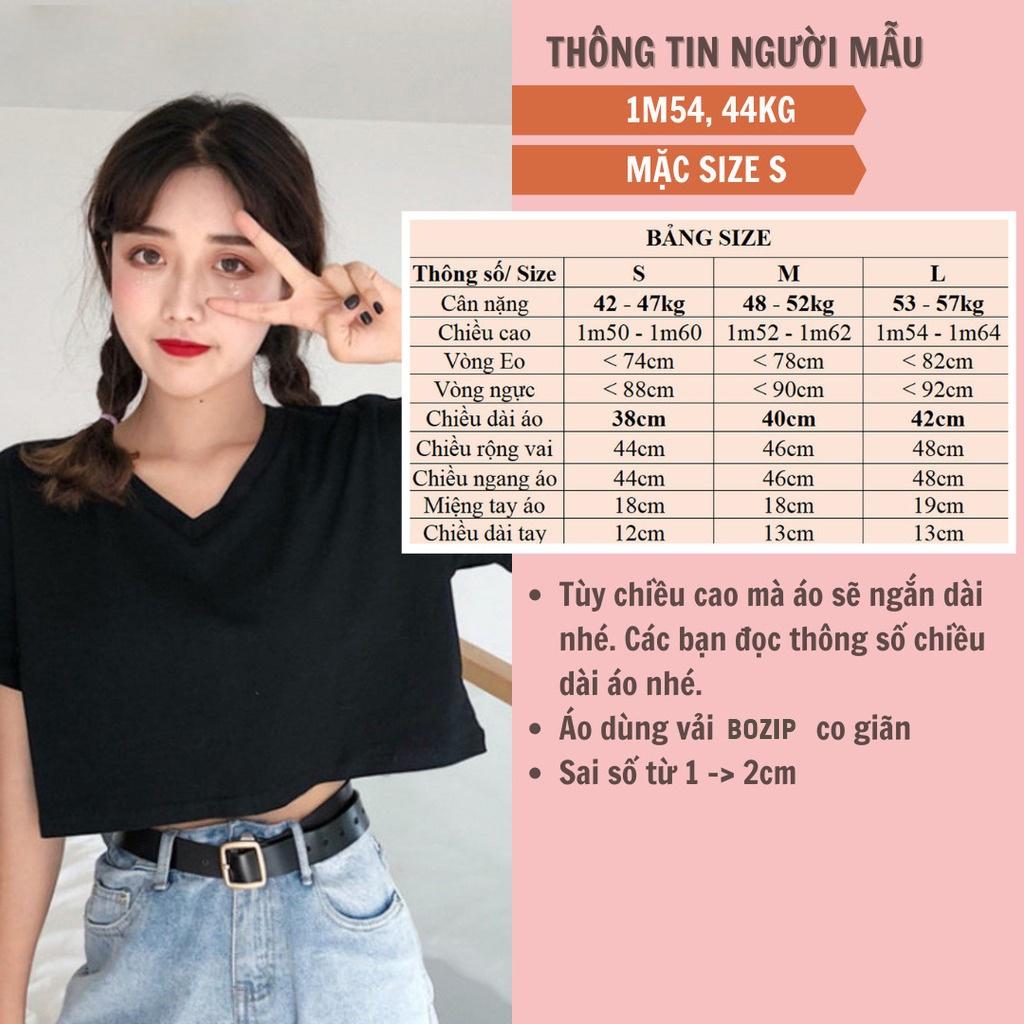 Áo croptop nữ , áo croptop tay ngắn thời trang cổ tim chữ V form rộng , dáng buông phong cách Hàn Quốc ACN003