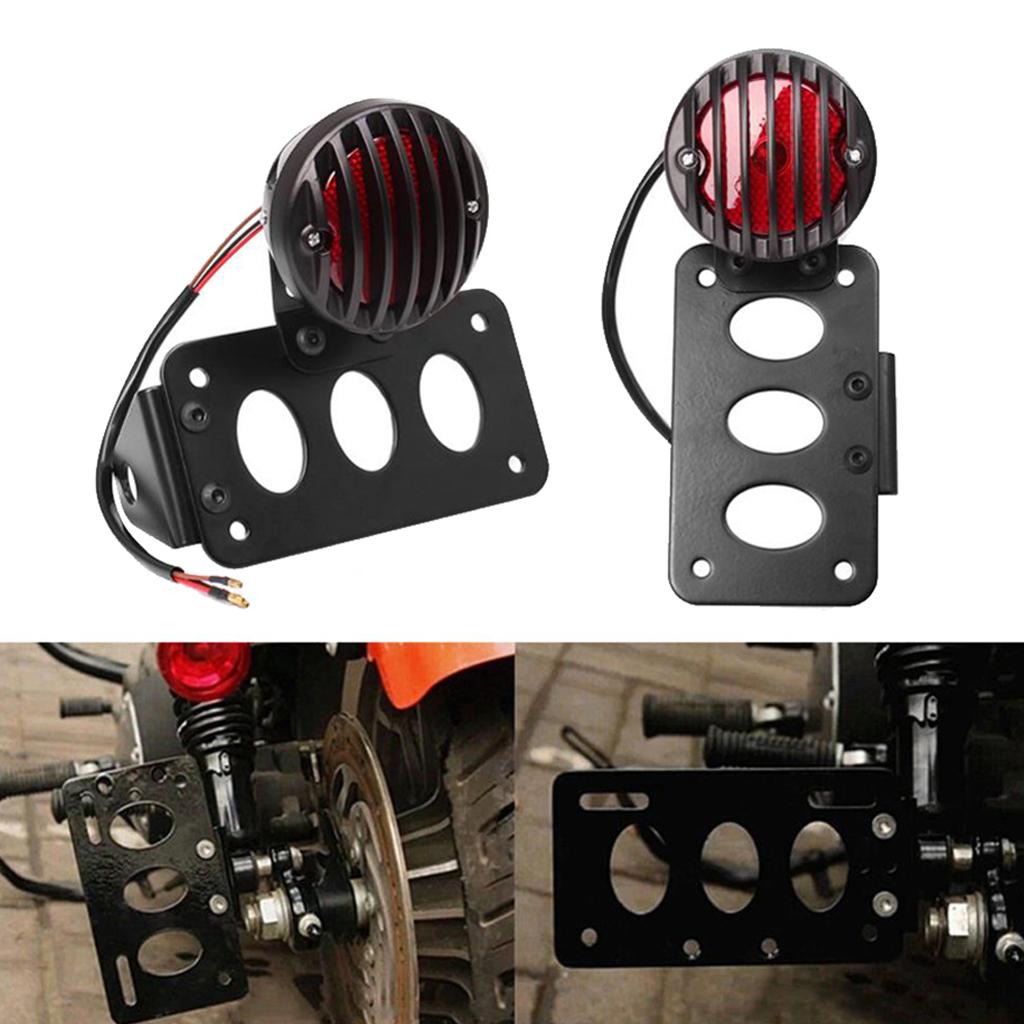 Motorcycle LED Brake Tail Light License Plate Lamp W/ Bracket For  Chopper