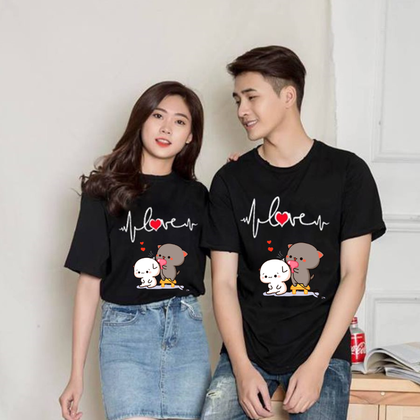 Áo Đôi Phông Rộng TT18, Áo Thun Nam Nữ In Nhịp Tim ý Nghĩa