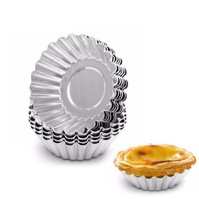 Set 10 Khuôn Tart Làm Bánh Trứng Nhôm 7cm