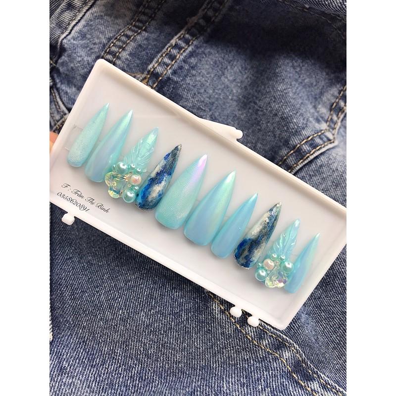 Nail Box _Móng nhọn thiết kế đi biển siêu đẹp , kết hợp trend in Vân tay lên móng