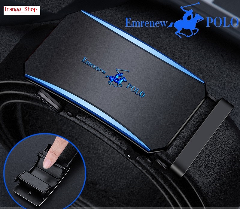 Thắt lưng da nam cao cấp EMRENEW POLO- dây nịt da bò 2 lớp -Full hộp đựng cao cấp-BH 12 tháng