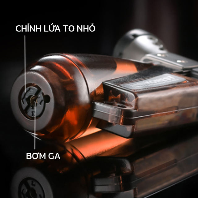 Bật Lửa Khò Gas 1 Tia Honest BCZ-185 Thân Trong Suốt Nhìn Rõ Lượng Gas - Nhiều Màu
