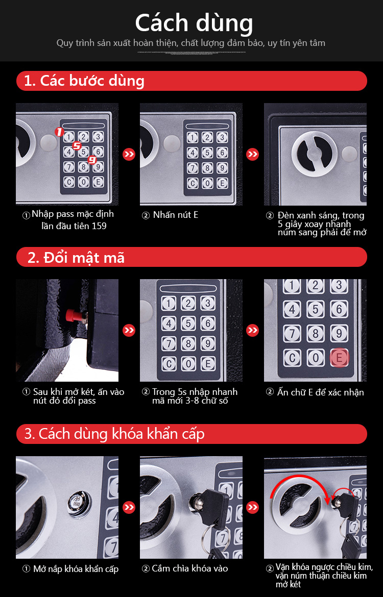 Két Sắt Mini Khóa Điện Tử Chống Cháy, Có Độ Bảo Mật Cao - Két sắt an toàn cho mọi gia đình có khe đút tiền