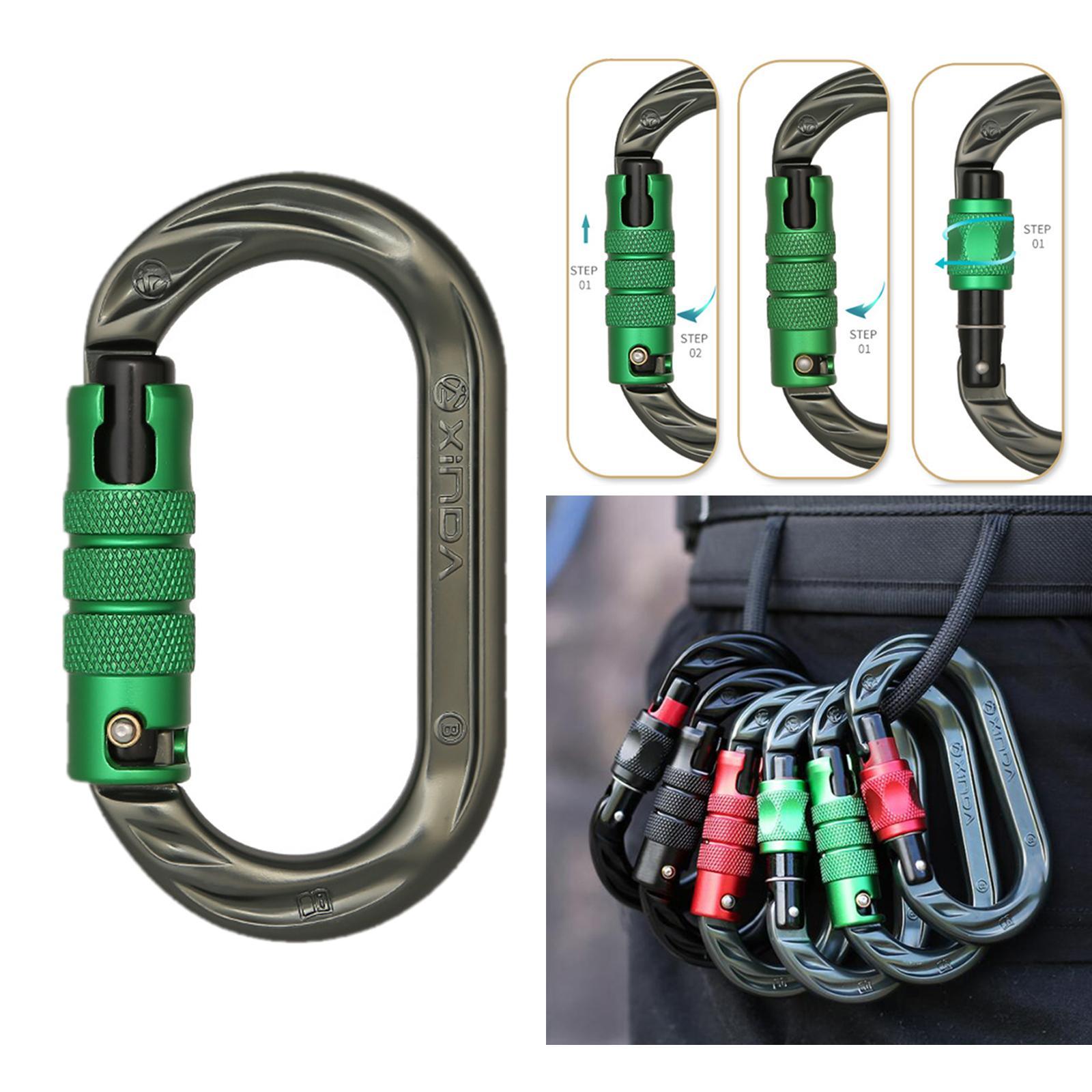 24KN Locking Carabiner Clip O- for Outdoor Caving Camping Buckle Keyring