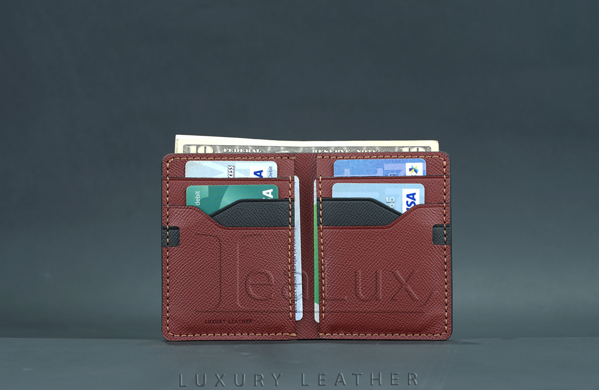 Ví Da Epsom Dáng Đứng Handmade Lealux Epsom Wallet 3