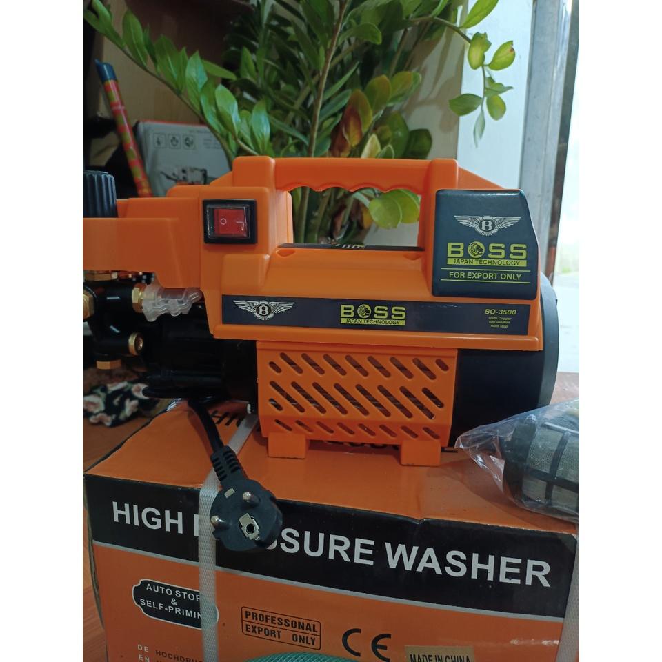 Máy xịt rửa xe máy, ô tô mini áp lực cao BOSCH 3000W Khỏe vô đối có chỉnh áp lực gia đình, dây dài 15m