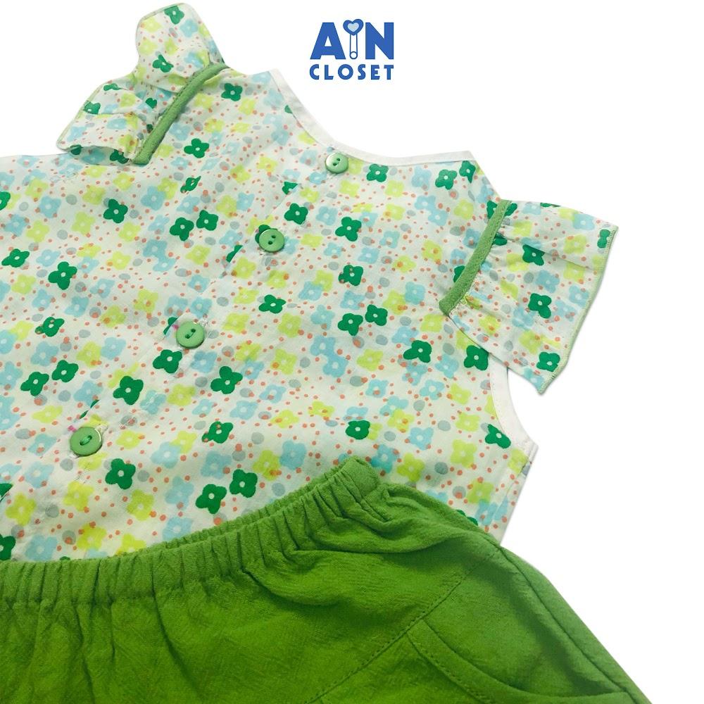 Bộ quần áo ngắn bé gái Hoa cỏ xanh cotton boi - AICDBGWVKPKG - AIN Closet