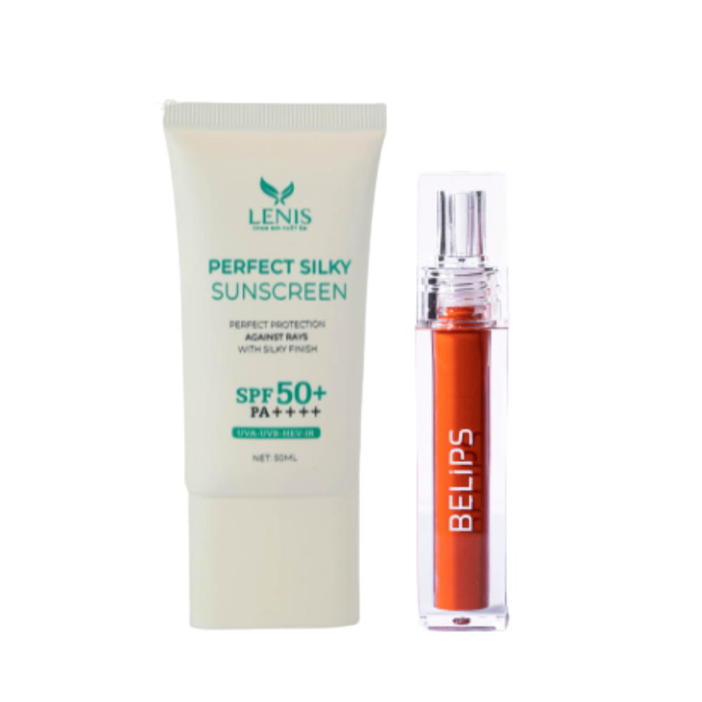 Bộ đôi son kem lì City At Night C03 và kem chống nắng Perfect Silky Sunscreen SPF50+/PA++++