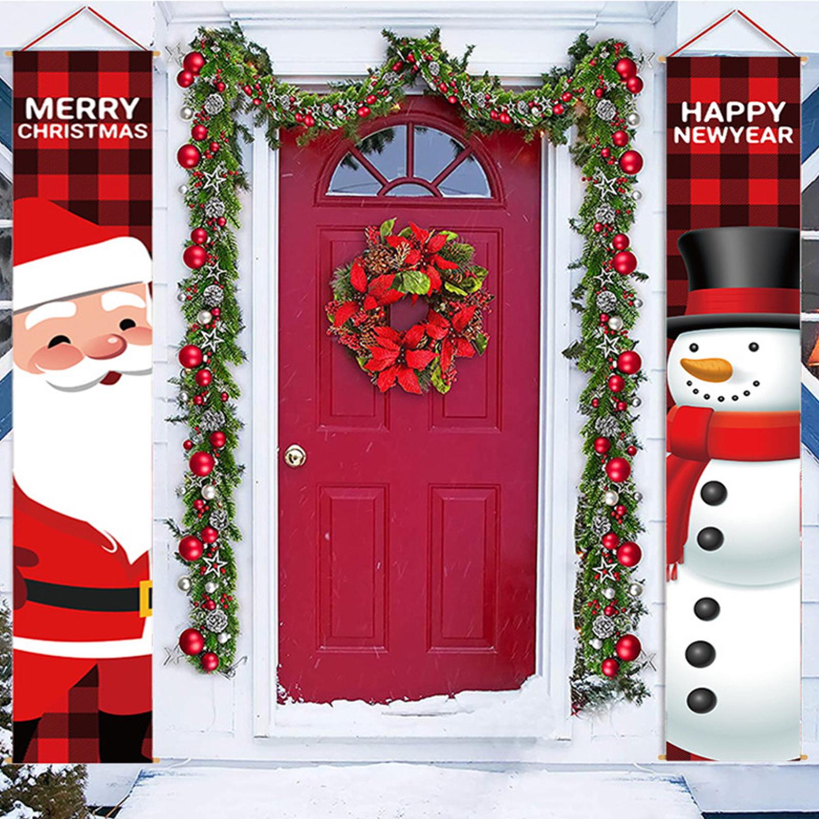 Christmas Porch Sign Merry Christmas Hanging Banner Welcome Christmas Front Door Banner Xmas Hanging Sign Decorations