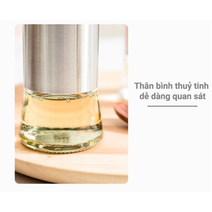 Chai Thủy Tinh Đựng Gia Vị Bọc Inox 304 500ml Tặng Kèm Nhãn Tên