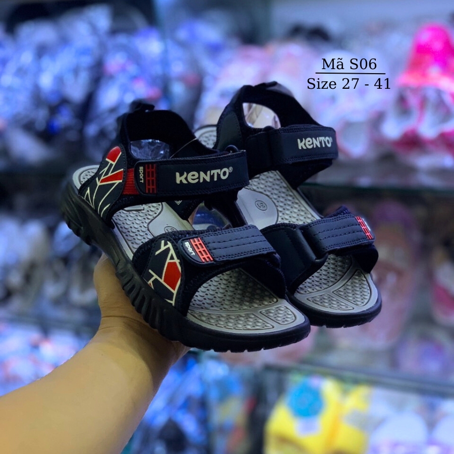 Dép sandal quai hậu bé trai cao cấp KENTO S06 NHÍM SHOP Dép đi học trẻ em siêu nhẹ kháng khuẩn phong cách thể thao năng động 3 - 15 tuổi Xanh Đen Pha Đỏ Thời Trang