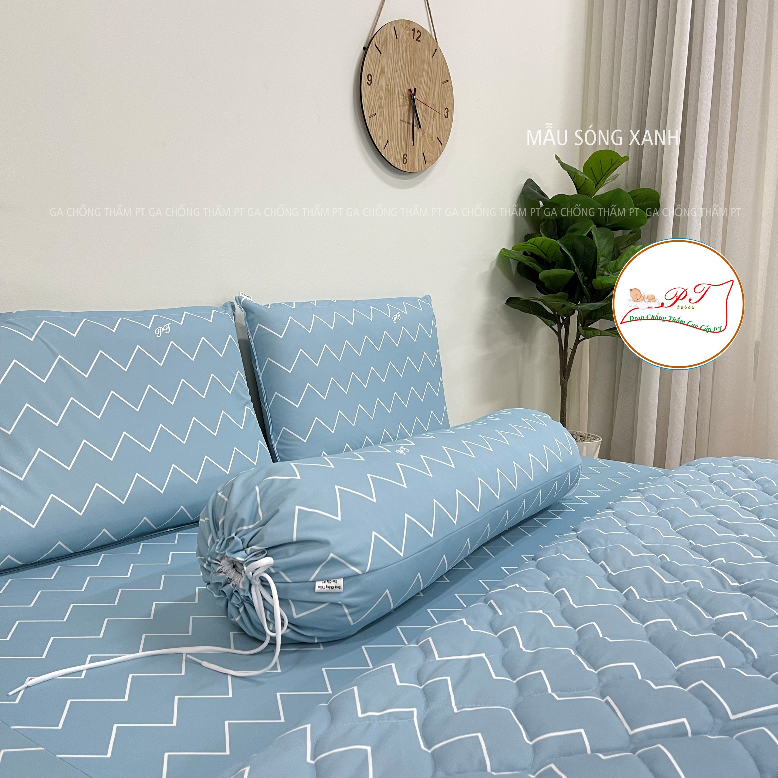 Ga Chống Thấm Cao Cấp PT Mẫu Họa Tiết Sóng Xanh