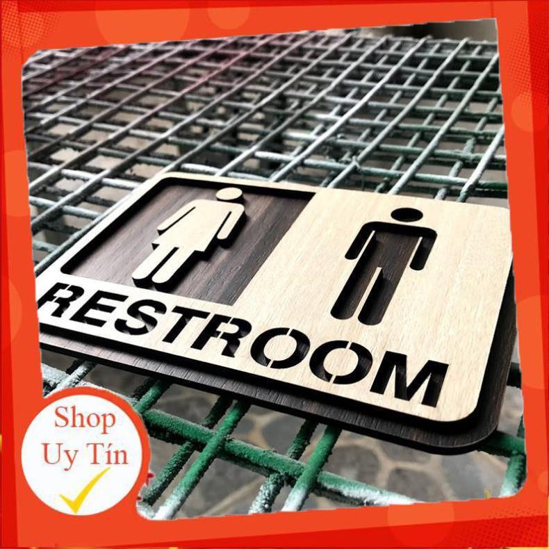 Bảng restroom  gỗ 2 lớp cắt laser | trang trí homestay