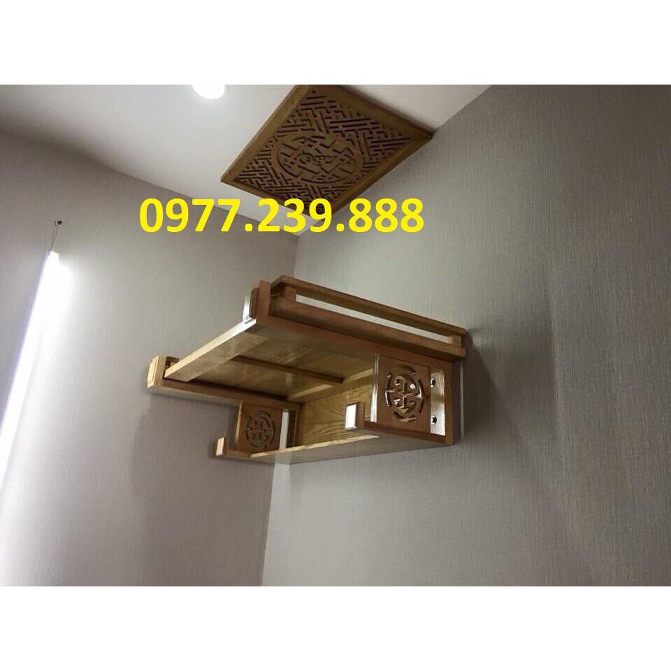 Bàn thờ treo tường gỗ sồi 89cm kèm chắn khói
