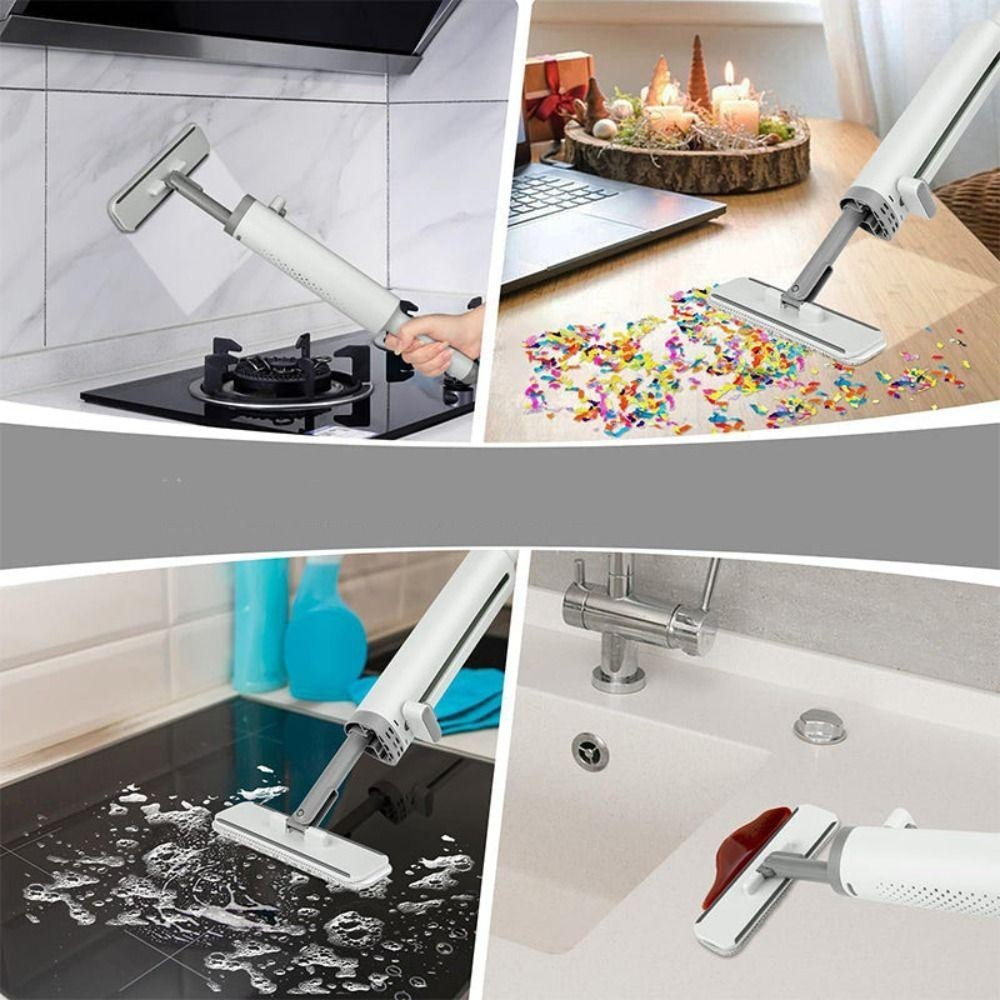 Cây Lau Nhà Tự Vắt Mini, Lau Bàn Bếp Cầm Tay, Lau Phòng Tắm Xe Hơi Nhỏ Gọn Tiện Lợi, Có Gạt Nước, Bản Chải Tháo Rời Giao Màu Ngẫu Nhiên