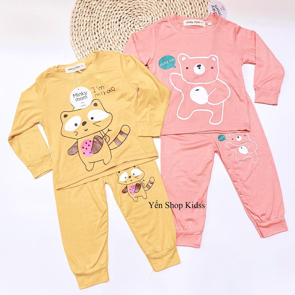 Bộ Dài Tay Minky Mom Viền Họa Tiết Cá Heo Xanh- Gấu Cho Bé Yêu (6-19kg) (1243