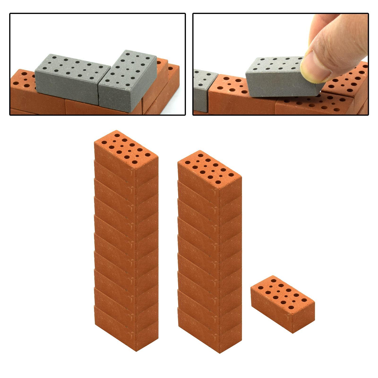 20x Miniature Bricks for Dolls Garden DIY Red