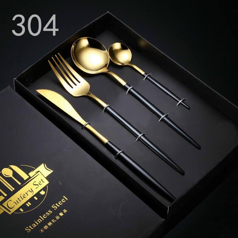 Bộ thìa ,dĩa, dao mạ vàng 4 món sang chảnh nhiều màu siêu sang cực đẹp