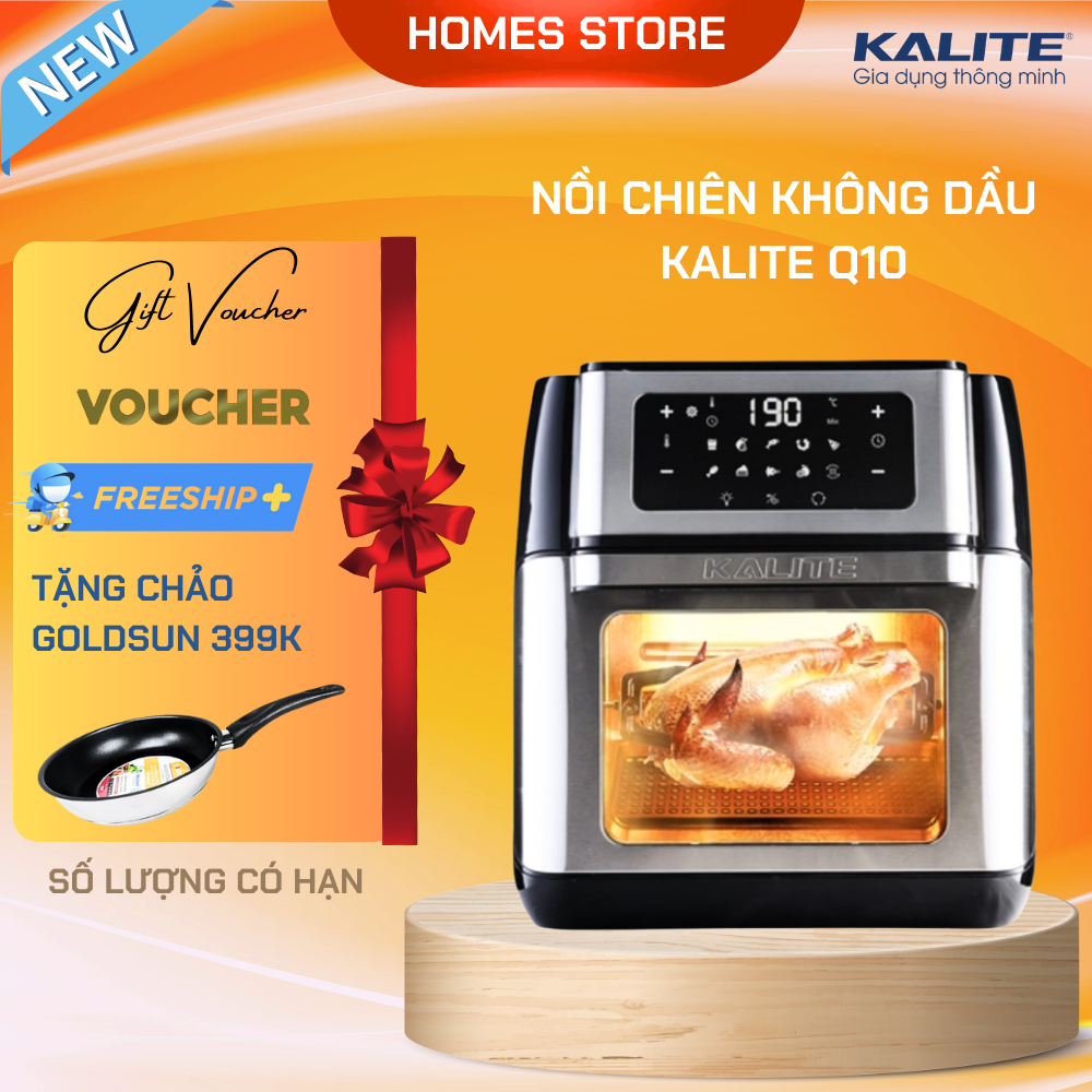 Nồi Chiên Không Dầu KALITE Q10 Gồm 8 Chương Trình Tự Động Dung Tích 10 Lít Công Suất 1800 W - Hàng Chính Hãng