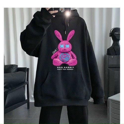 Áo hoodie unisex in hình Thỏ chất nỉ dày mịn, áo nỉ hoodie có mũ tay dài dáng rộng nam nữ mặc thoải mái - K082