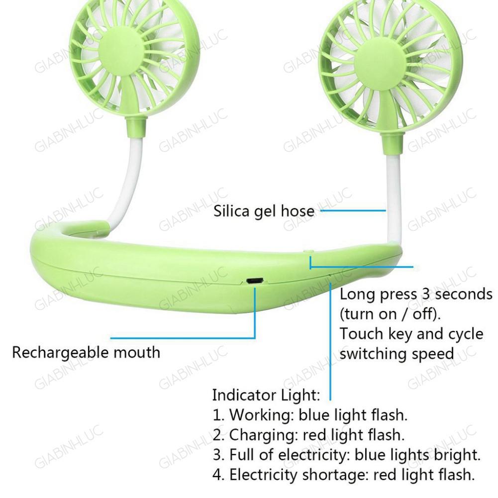 Quạt Mini Quàng Cổ Sạc Pin Nhỏ Gọn Quạt Treo Cổ Mini Siêu Tiện Lợi