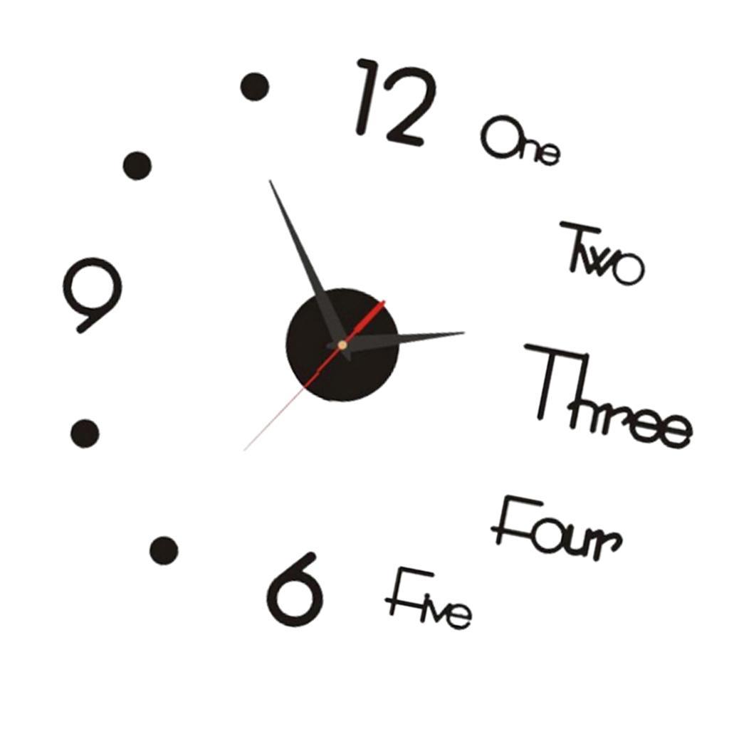 2X DIY Large Wall Clock Modern 3D Wall Sticker Clock Silent Living Room Decor S