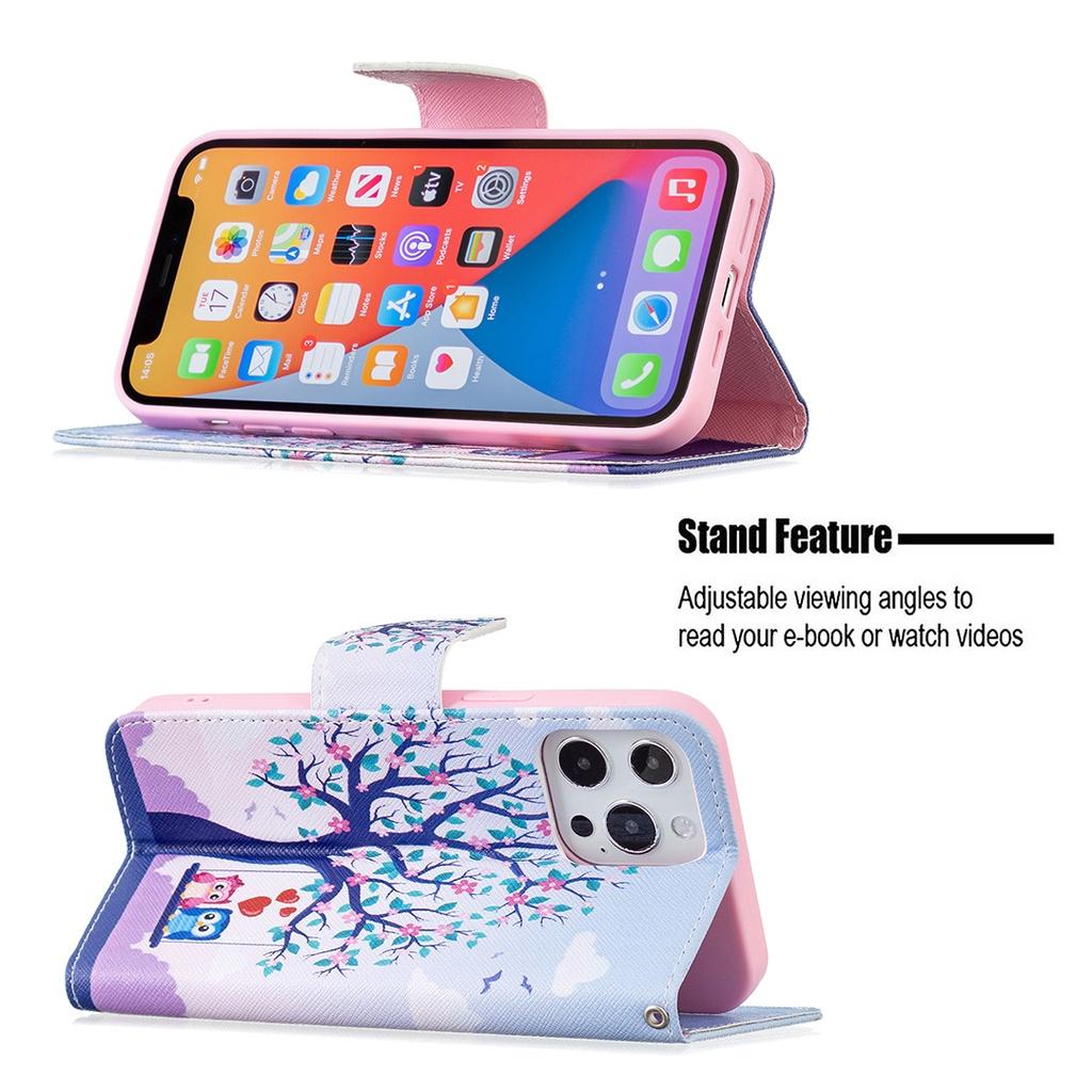 Ốp lưng da nắp gập in hình cho điện thoại Apple IPhone 13 Pro Max 13 Mini