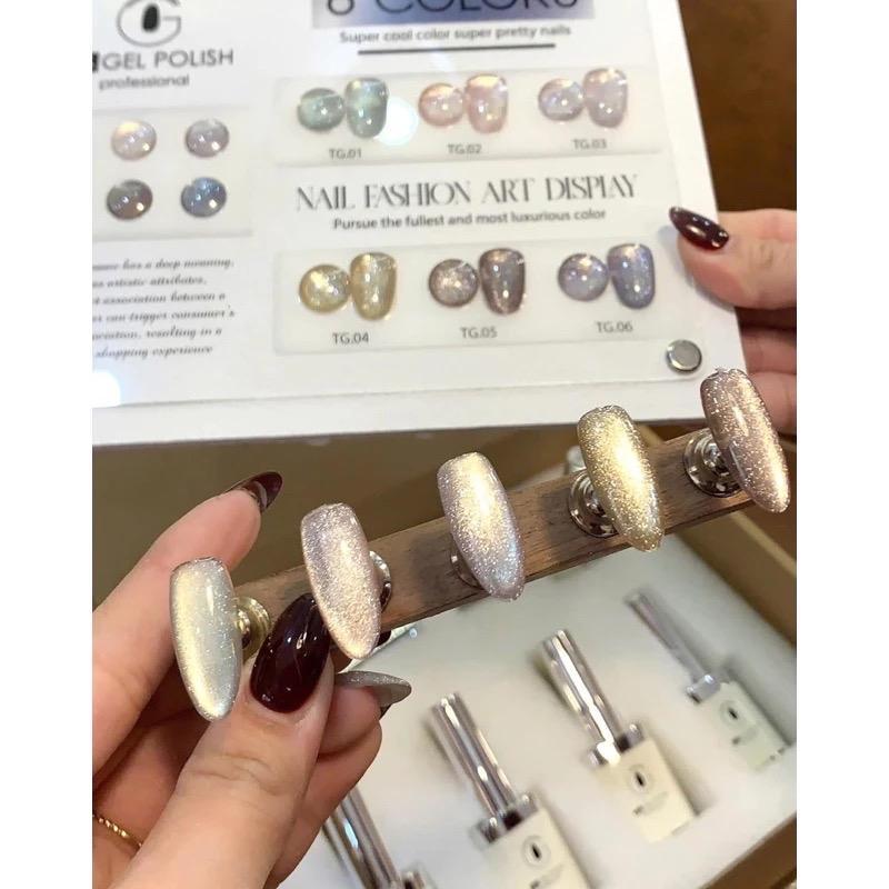 Set Sơn Gel Mắt Mèo Kim Cương Ánh Sao Cực Quang 6 Màu TG PRO Làm Nail Siêu Sáng, Lên Màu Chuẩn, Đậm Mướt Nữ Women