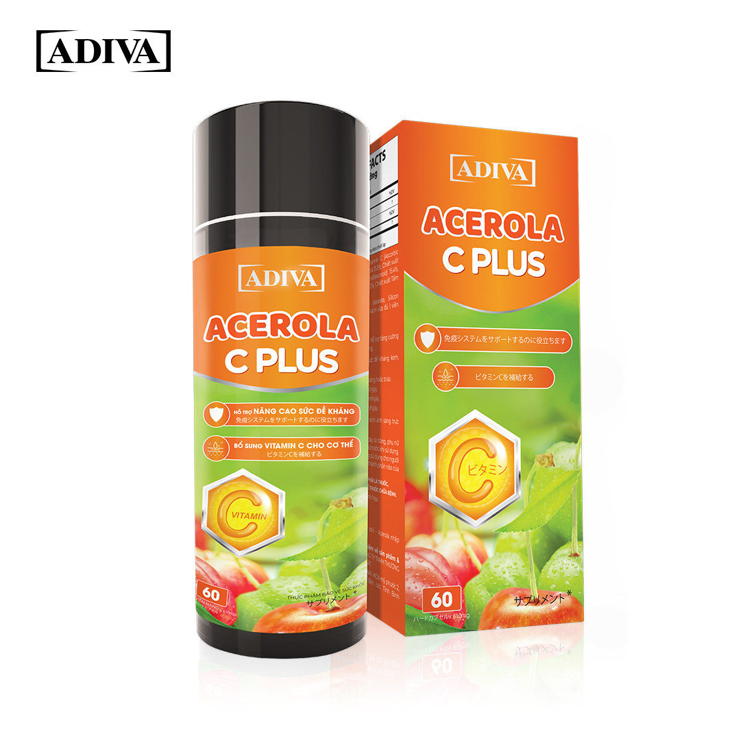 Viên Uống Bổ Sung Vitamin C ADIVA Acerola C Plus 60 Viên- Giúp Tăng Cường Sức Đề Kháng Cho Cơ Thể