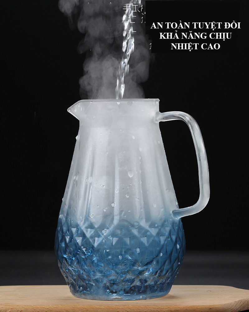 Bình Nước Thủy Tinh 1500ml và 4 Ly 300ml