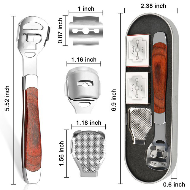 Dụng Cụ Mài Gót Chân, Tẩy Da Chết Inox Cao Cấp, Cây Chà Gót Chân Và Vết Chai Sần - Chính hãng MINIIN (Tặng Kèm Lưỡi Cạo Thay Thế)