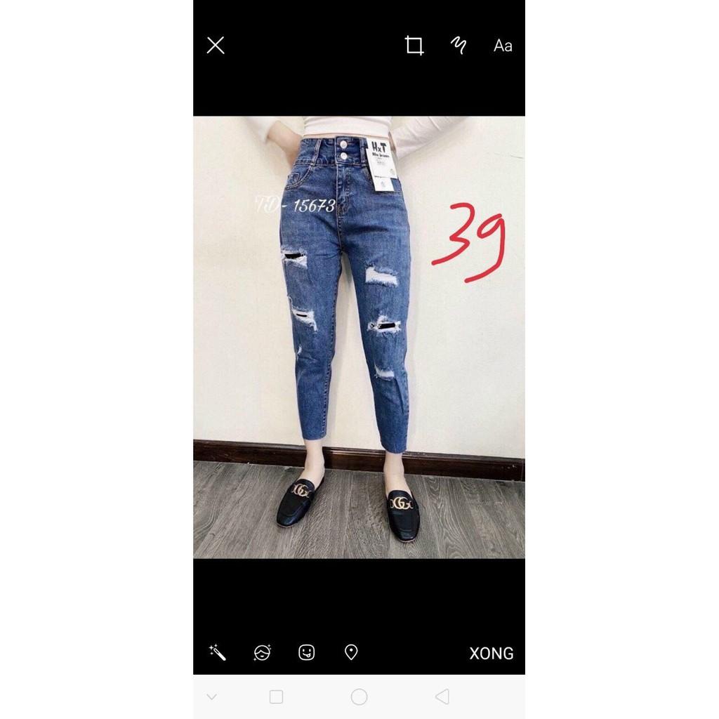 Quần baggy jean nữ cao cấp vải denim co dãn nhẹ wash màu chuẩn Phuongnamshop20 kvZ6