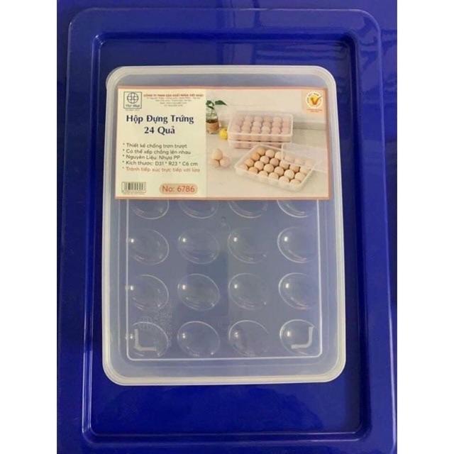 Hộp đựng trứng 24 quả có nắp đậy nhựa Việt Nhật , khay bảo quản trứng không bị vỡ chắc chắn