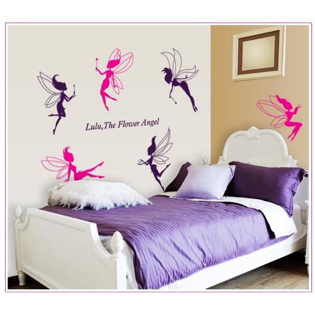 Decal trang trí tường - Cô Gái Thiên Thần Hồng Đen