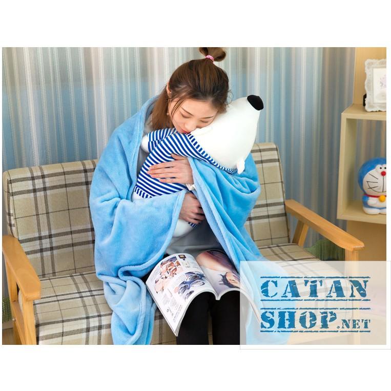 Gối mền gấu ngủ, vải thun 4 chiều cực mịn, chăn gối văn phòng, gấu bông kèm mền , gấu bông Catanshop