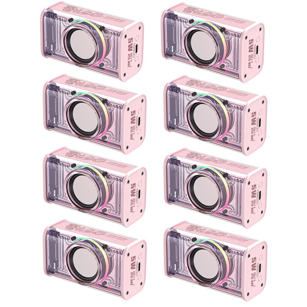 8-1 CÁI Loa Mecha trong suốt K07 Loa Bluetooth di động mini Thể thao ngoài trời Loa siêu trầm không dây Hộp nhạc âm thanh nổi TWS Màu sắc: 8 CÁI Màu hồng