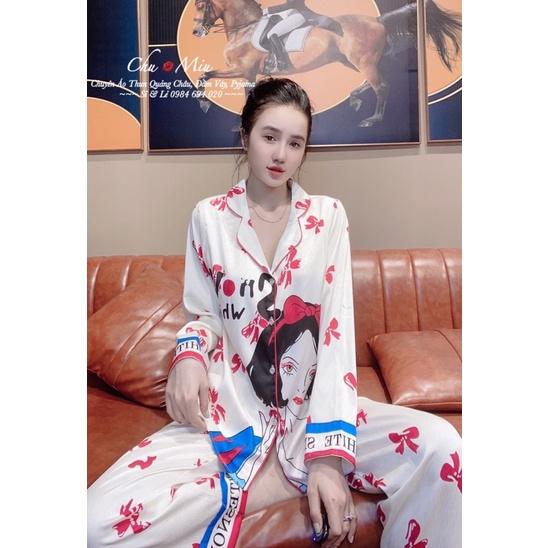 Bộ Pịama Lụa Xước Bạch Tuyết xinh xắn sang chảnh