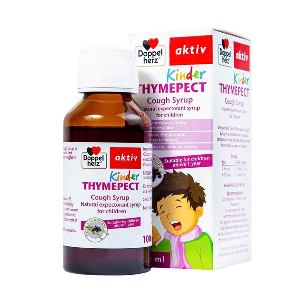 Siro ho Thymepect Doppelherz Hỗ trợ giảm ho có đờm cho trẻ 100ml