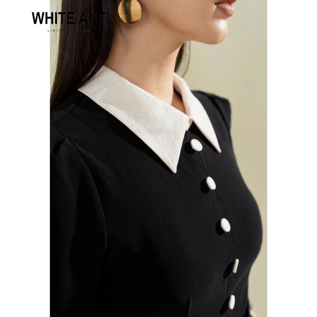 Đầm Thiết Kế Dáng Xòe Nữ WHITE ANT FRELY DRESS Tay Lửng Cổ Sơ Mi Kèm Cúc Bọc, Chất Liệu Vải Siêu Mềm Mịn 122932001