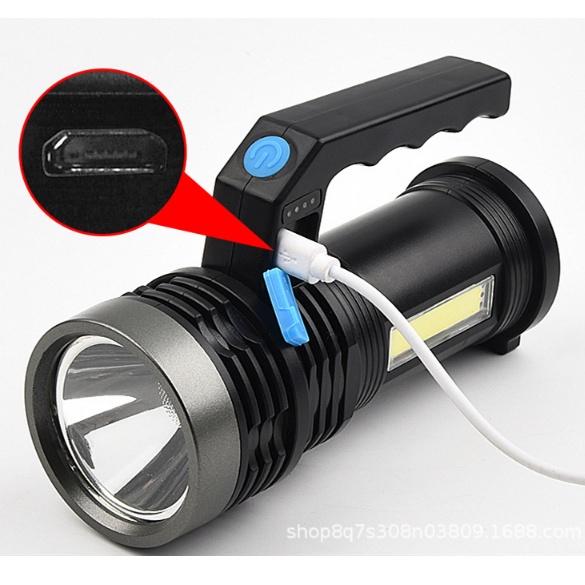 (có đèn cạnh ) Đèn pin cam tay sạc điện 2 in 1 có dây sạc - đèn pin di động siêu sáng