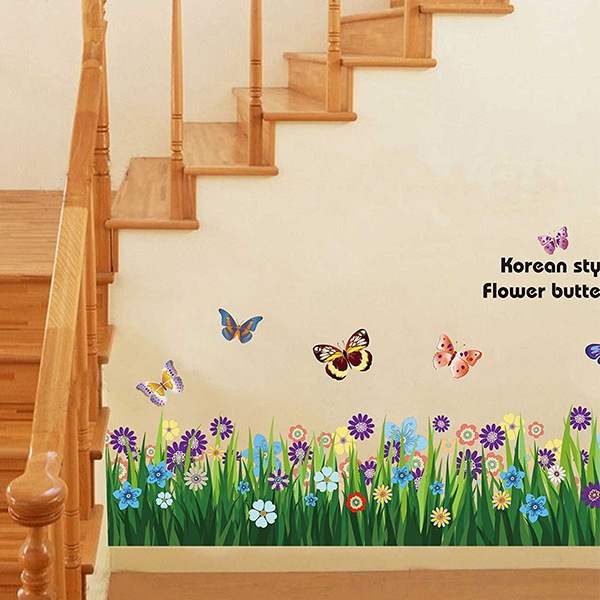 Decal Dán Tường Chân Tường Hoa Bướm Binbin CT10 (170 x 50 cm)