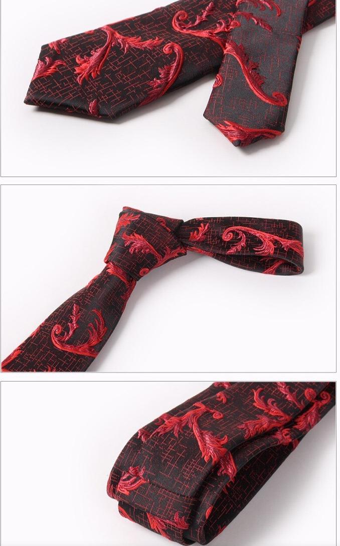 Bộ sản phẩm cà vạt nơ bướm cao cấp chất gấm gân hoa văn nổi 3D CVN17/SR03GG cà vạt hoa nổi đỏ