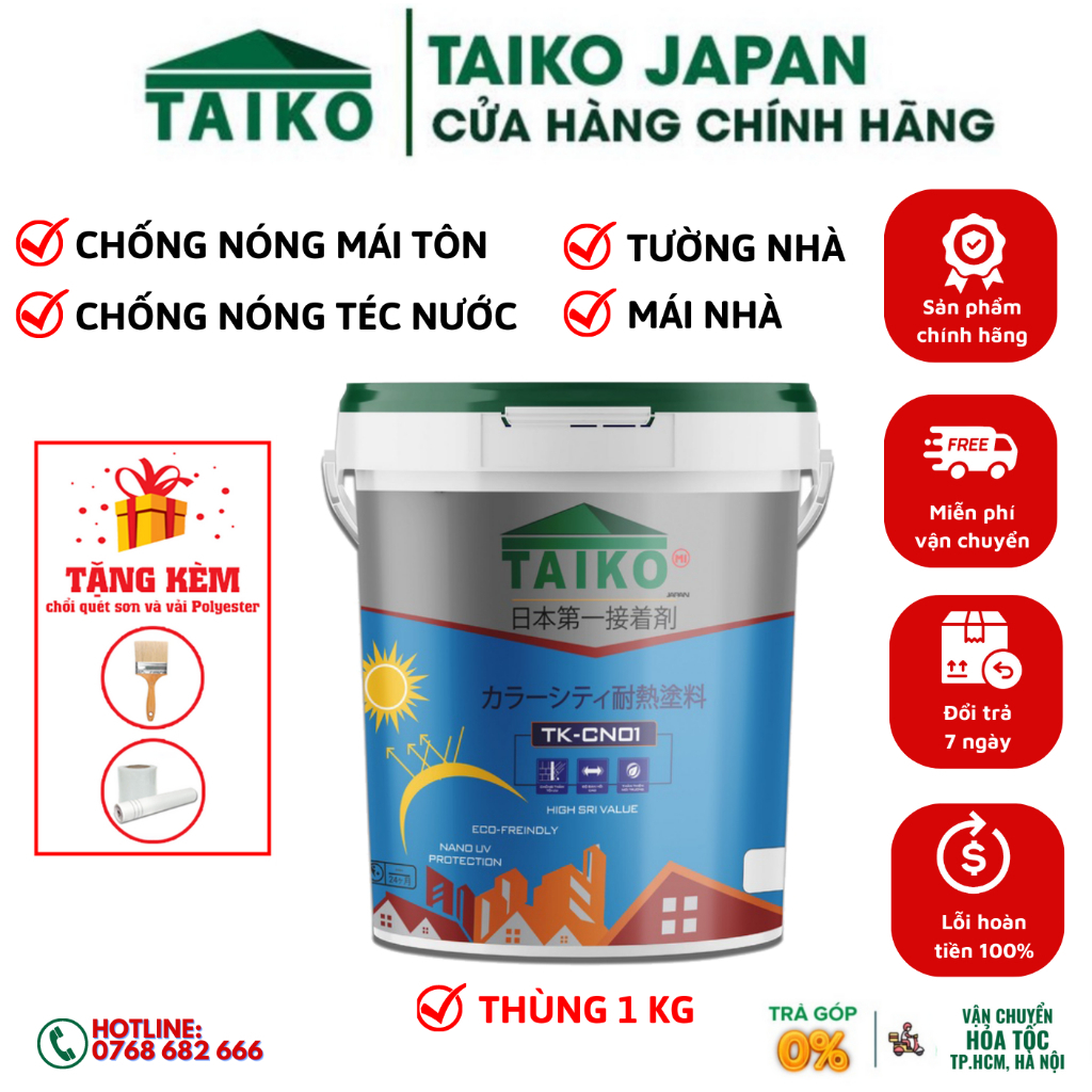 Sơn Chống Nóng Taiko CN-01 / Sử Lý Bề Mặt Tường Nhà, Mái Tôn, Kim Loại Tấm Lợp Fibro