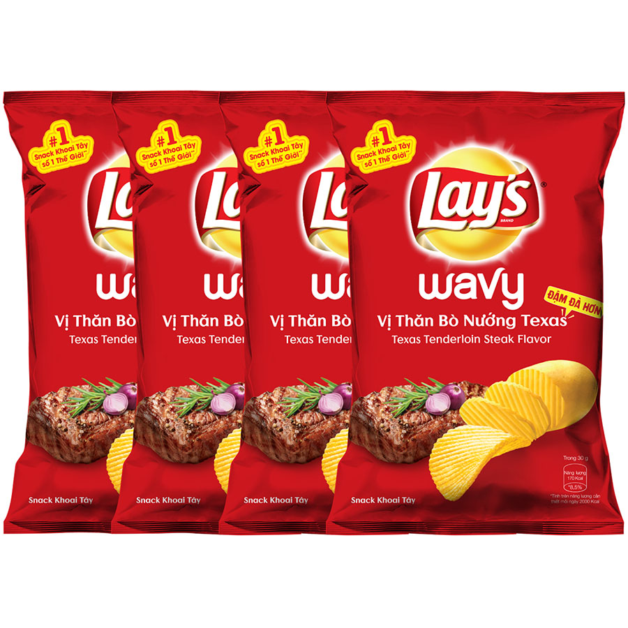 Combo 4 Lay's Wavy vị Thăn Bò Nướng Texas